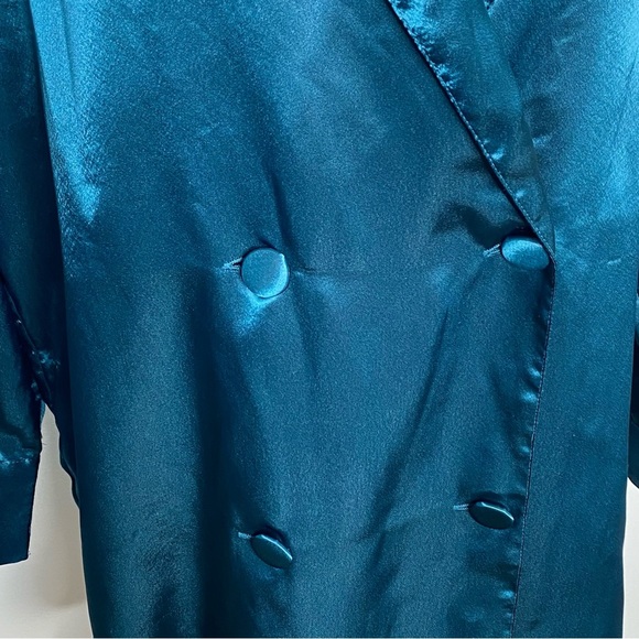 Victoria's Secet Gold Label Vintage Teal Double Breasted Long Sleeve Nightgown - Picture 5 of 11